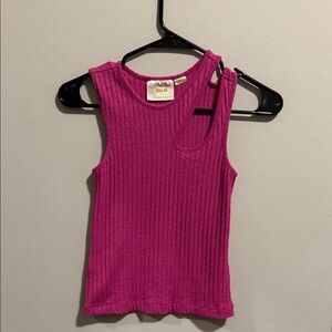 Maeve Fuchsia Ribbed Knit Top